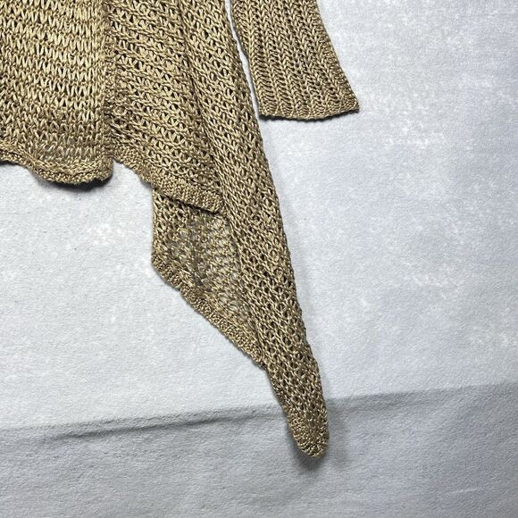 Ralph Lauren Sweater X-Large Brown Linen Open Front Shawl Cardigan Long Line - Picture 7 of 13
